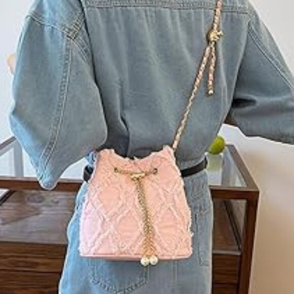 Neiman Marcus Pink Denim Bucket Bag - Picture 4 of 5
